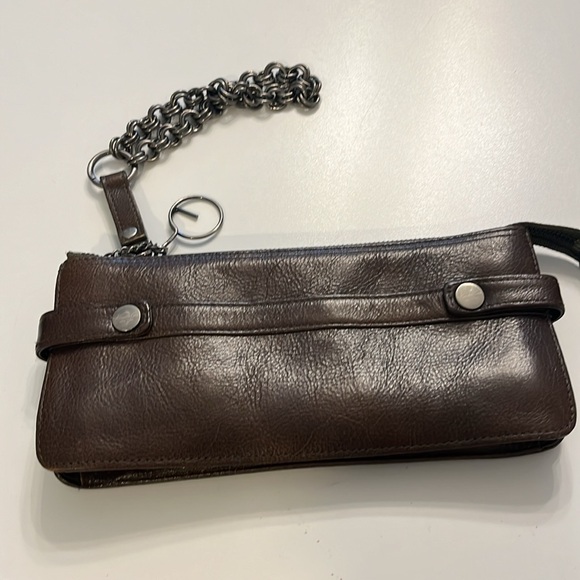 Kenneth Cole dark olive green leather wallet with key ring & chain strap EUC - Picture 2 of 12